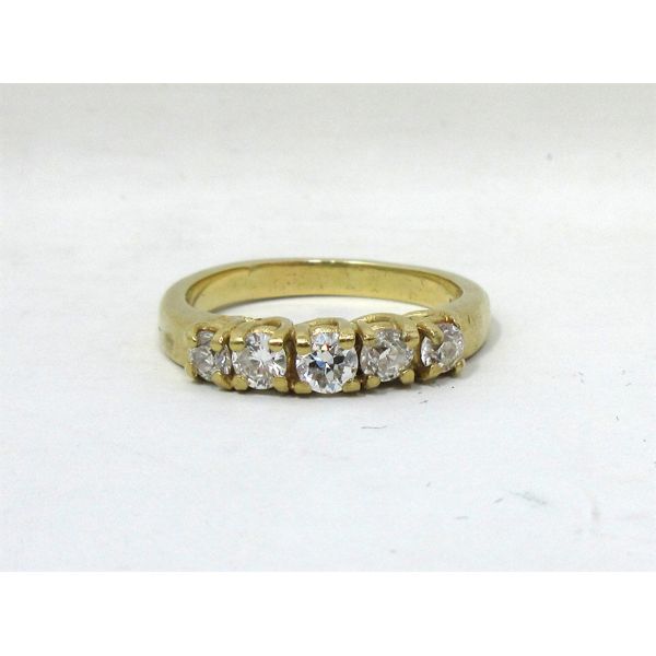 14 K Yellow Gold 5-Diamond Ring - .79 CTW