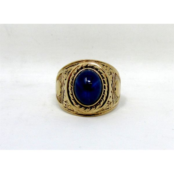 14 K Yellow Gold Mans Star Sapphire Ring - 4.9 Carats