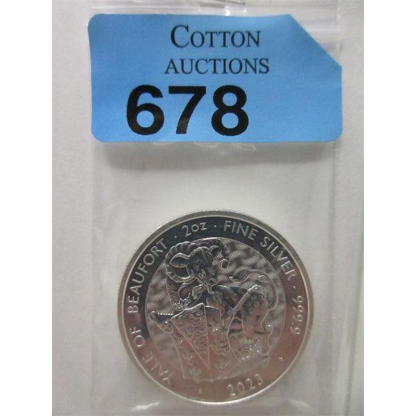 2 Oz .9999 Silver 2023 Yale of Beaufort Coin 