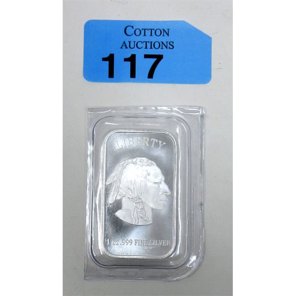1 Oz .999 Silver Indigenous/Buffalo Bar 