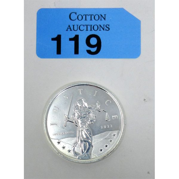 1 Oz .999 Silver 2022 Justice Gibraltar Coin 