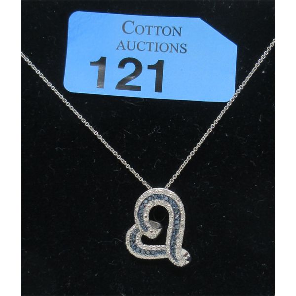 Half Carat Blue & White Diamond Pendant 