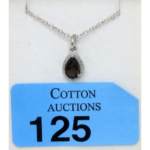 Garnet & Diamond Sterling Silver Pendant 