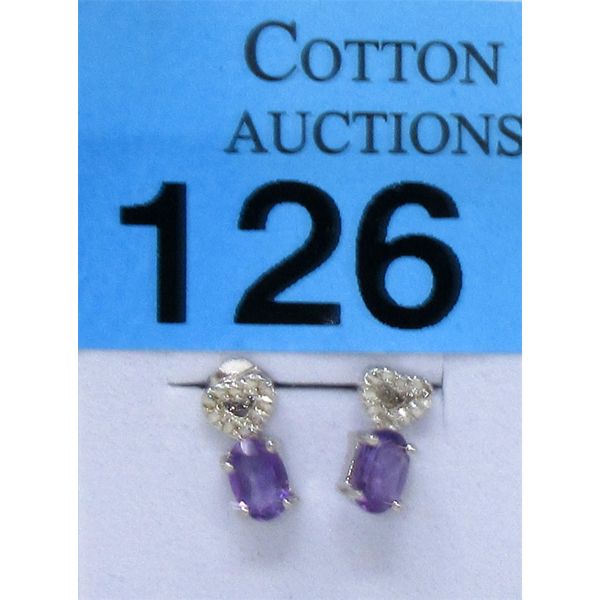 New Amethyst & Diamond Sterling Silver Earrings