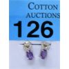 Image 1 : New Amethyst & Diamond Sterling Silver Earrings