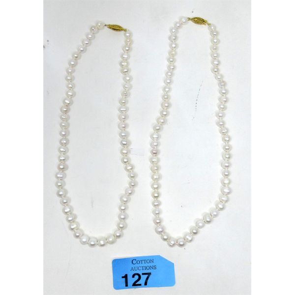 2 New Genuine Akoya Freshwater Pearl Necklaces