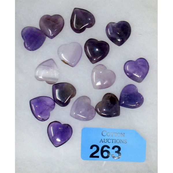 15 New Hand Carved Amethyst Hearts