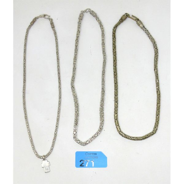 3 Byzantine Style Necklaces & Cross - Total 150 Grams 