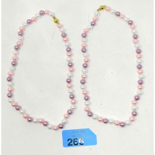 2 New Hand-knotted Shell Pearl Necklaces 