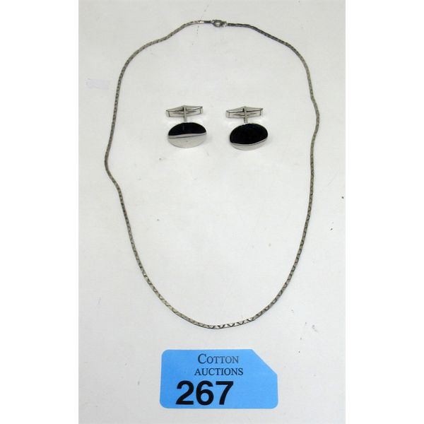 Sterling Silver Chain & Cufflinks - 14 Grams 