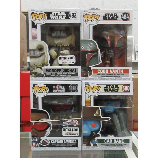 1 New Marvel & 3 Star Wars Funko Pop Figurines