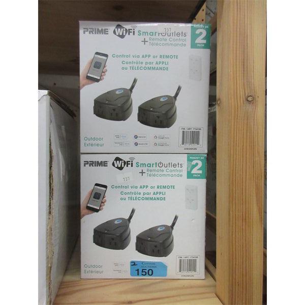 2 Sets of 2 Prime Outdoor WiFi Smart Outlets