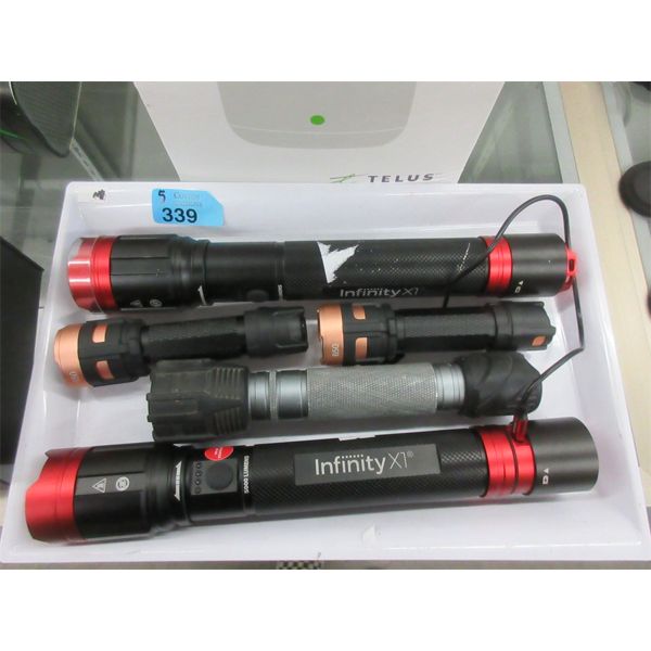 5 Assorted Duracell & Infinity X1 Flashlights 