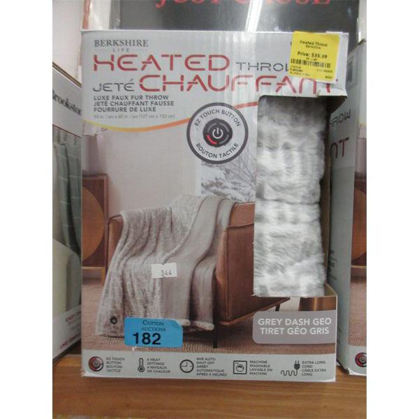 Grey Berkshire Faux Fur Heated Throw