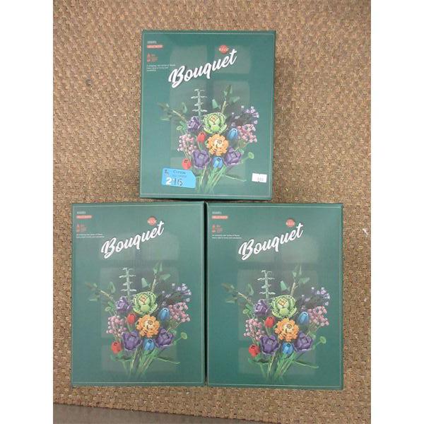 3 New Building Block Bouquets by Hello Block - Age 6+