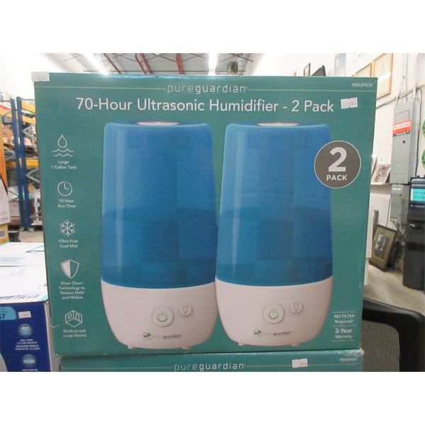 Pureguardian 2 Pack Of 70 Hour Ultrasonic Humidifiers