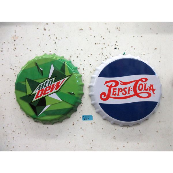2 New Metal Bottle Cap Wall Signs