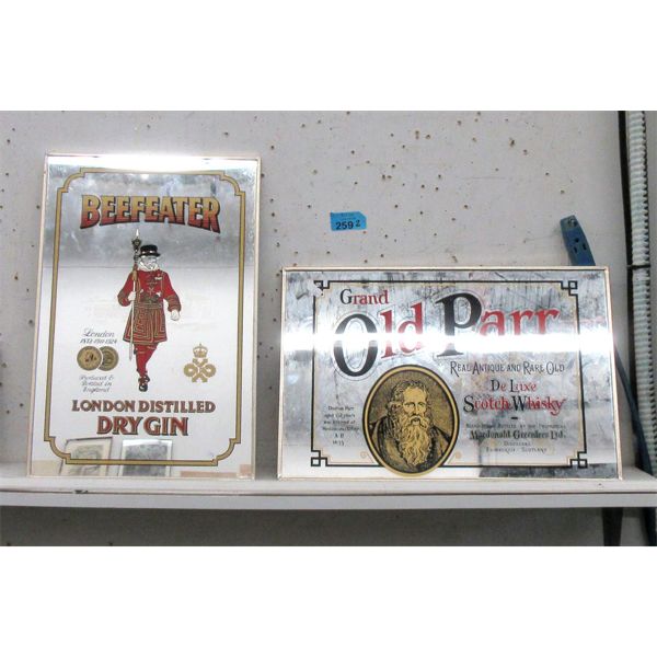 2 Wall Mirrors - Beefeater & Old Parr