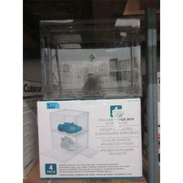 4 Piece Stackable Shoe Box & Organizer Set