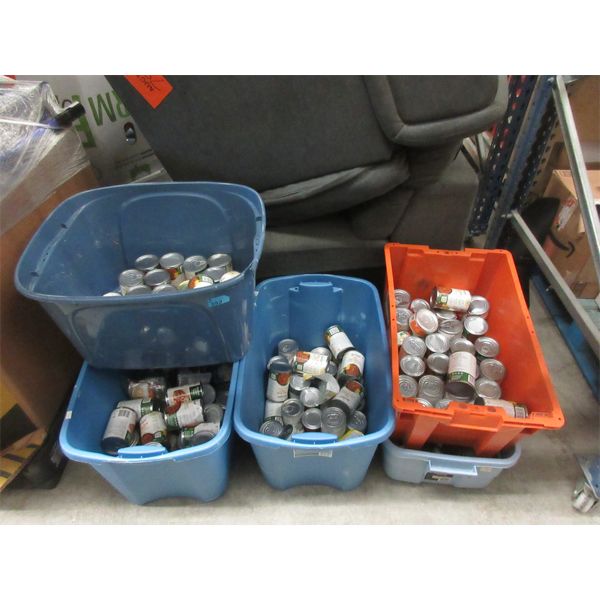 5 Totes of 100+ Assorted Canned Goods - Dented