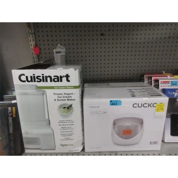 Cuckoo Rice Cooker And Cuisinart Ice Cream Maker