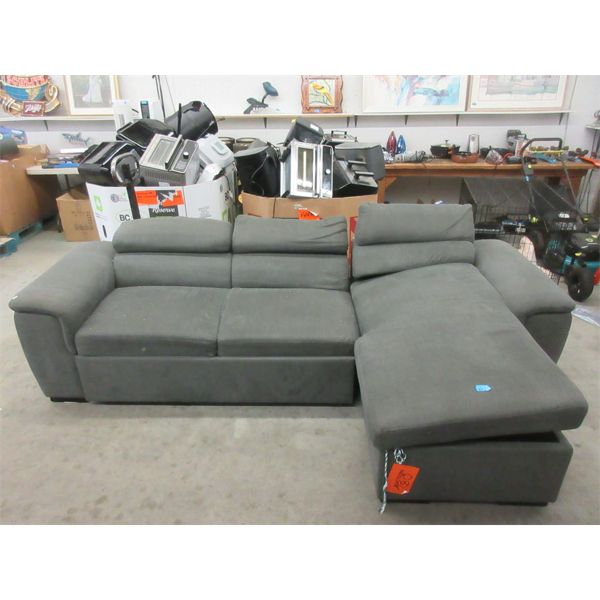 2 Piece Grey Fabric Sectional Sofa - Customer Return