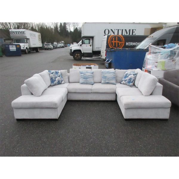3 Piece White Sectional Sofa - Customer Return 