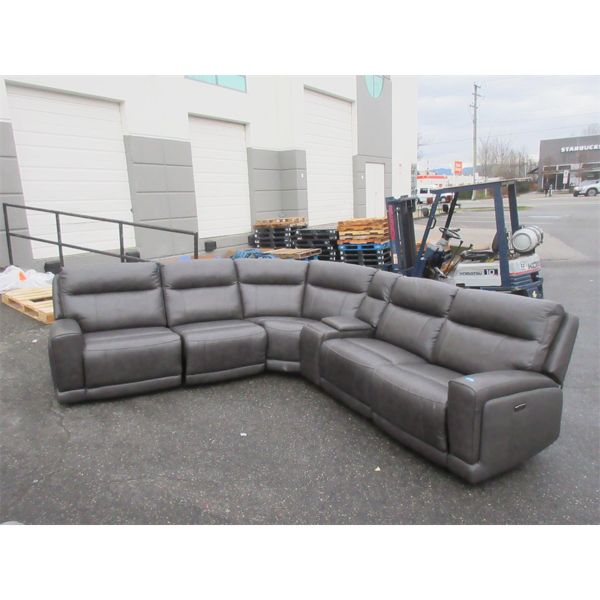 6 Piece Faux Leather Sectional - Customer Return