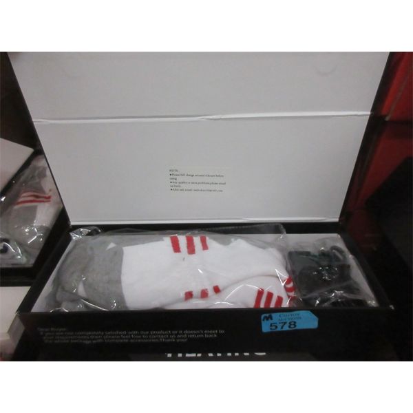 New Smilodon White & Red Heated Knee High Socks - M