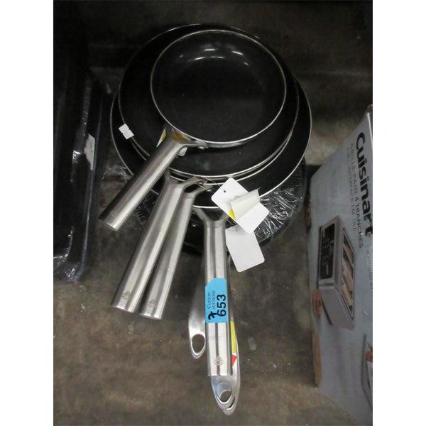 7 Assorted Blue Diamond & The Rock Fry Pans