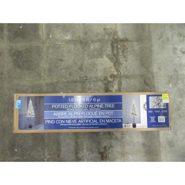 6 Foot Potted Flocked LED Alpine Tree