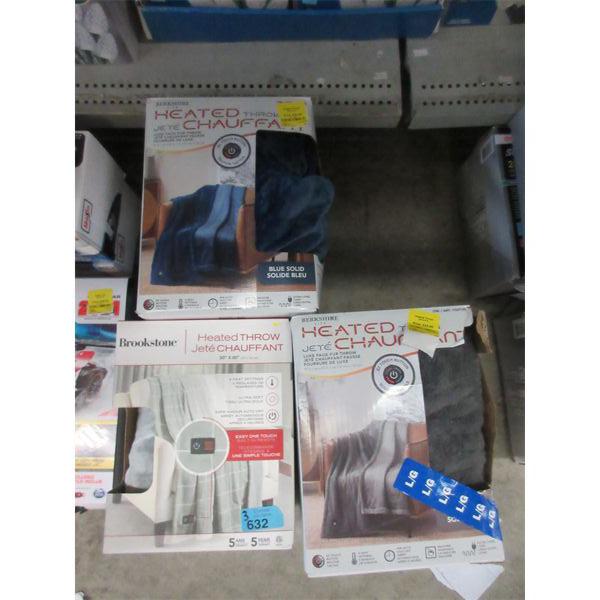 3 Assorted 50" x 60" Heated Throws