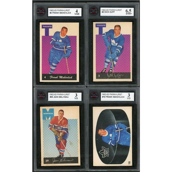 Lot of 4 x 1962-63 Parkhurst Hockey Cards (KSA)