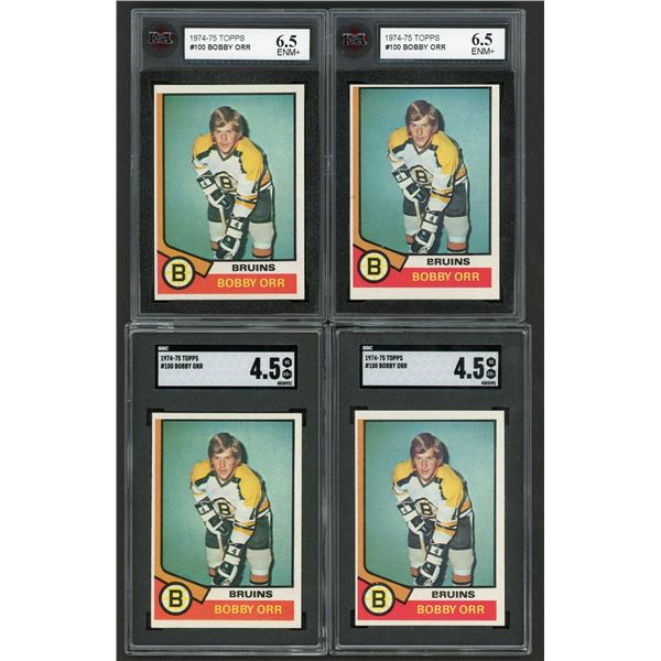 Lot of 4 x 1974-75 Topps #100 Bobby Orr (SGC/KSA)