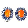 Image 1 : Natural Ethopian Orange Opal & Sapphire Earrings