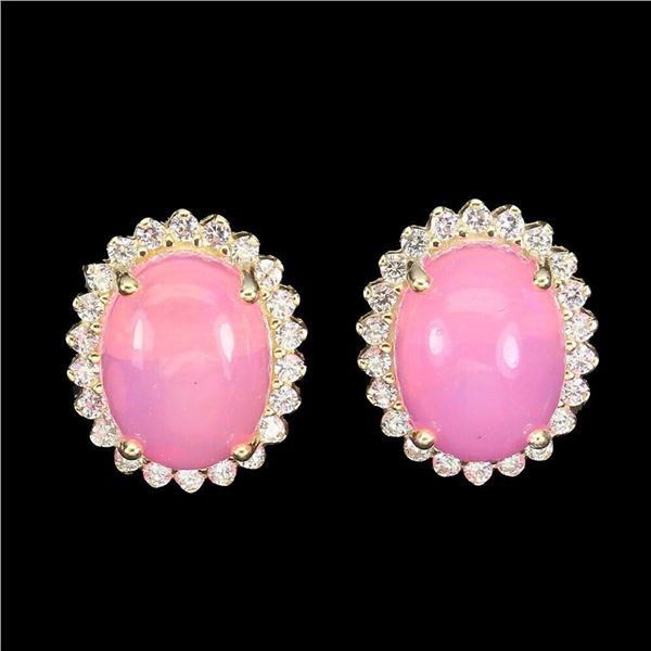Natural Ethopian Pink Opal 9x7 MM Earrings