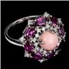 Image 2 : Natural Pink Opal & Rhodolite Garnet Ring