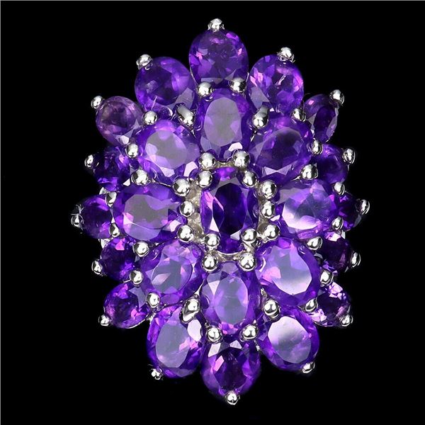 Natural Purple Oval Amethyst Ring