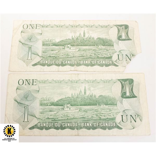 LOT OF TWO 1973 CANADIAN $1 BILLS