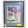 Image 1 : ORIGINAL FRAMED WATERCOLOR "PINK LILY WOMEN"