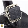 Image 1 : #279- NATURAL BLACK TOURMALINE (RAW) RING SIZE 7.7