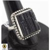 Image 1 : #281- NATURAL BLACK TOURMALINE (RAW) RING SZIE 8