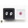 Image 1 : #177-WHITE TOPAZ 2.90CT & RED RUBY 1.95CT GEMSTONE