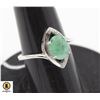 Image 1 : #243-UNHEATED GREEN EMERALD & CZ RING SIZE 6.75