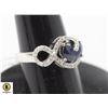 Image 1 : #245-HEATED BLUE SAPPHIRE & CZ RING SIZE 6