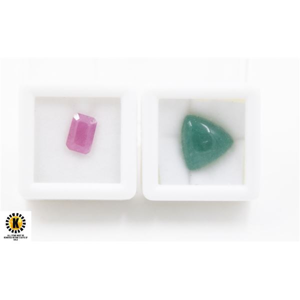 #205-GREEN AGATE 8.70CT & RED RUBY 2.15CT GEMSTONE