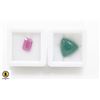 Image 1 : #205-GREEN AGATE 8.70CT & RED RUBY 2.15CT GEMSTONE