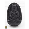 Image 1 : #118-NATURAL BLACK OBSIDIAN BUDDHIST PENDANT