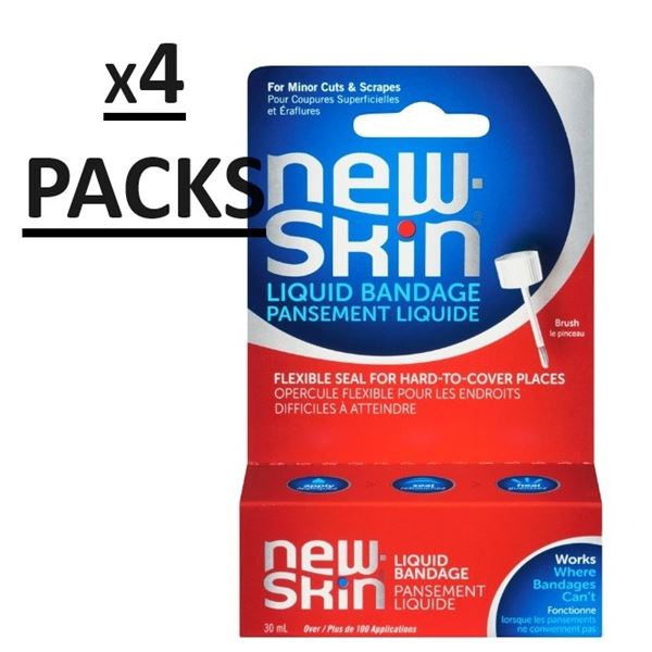 NEW 4 PACKS OF NEW SKIN LIQUID BANDAGE FOR MINOR