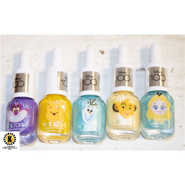 5 NEW BOTTLES OF DISNEY NAILOPIA  - VARIOUS COLOUR